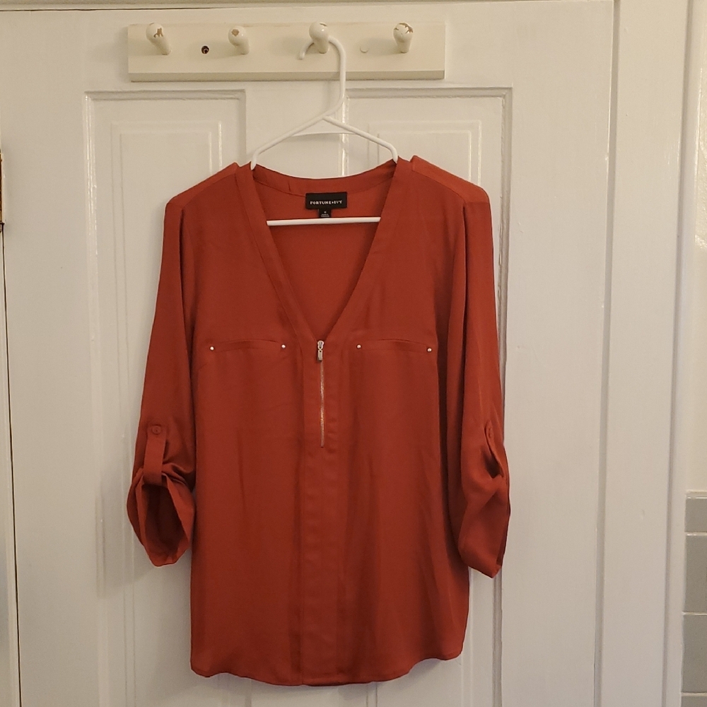 Fortune +Ivy Women's Orange Blouse